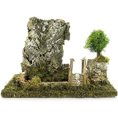 Bertoni Miniature Lake with Tree and Bridge, Wood, Multi-Colour, 23 x 15 x 18 cm