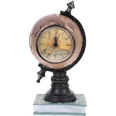 EXCEART Galda pulkstenis Vintage Design Globe Pulkstenis Metāla Pasaules Karte Galda pulkstenis Antīks retro ornaments rakstāmgalda dekorēšanai Biroja zaļš