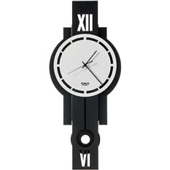 Arti & Mestieri Pendolux Pendulum Clock Design 100% Made in Italy - Iron, 26 x 60 cm (Black and White Marble)