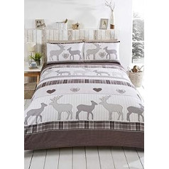 Rapport Home St Andrews Flannelette Duvet Cover Set - Natural - Double Duvet Cover Cotton