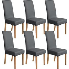 Amazon Basics Set of 6 Stretch Dining Chair Slipcovers, Dark Grey