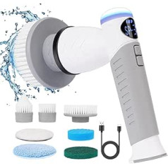 Mofboz Electric Cleaning Brush, Waterproof Spin Scrubber with 7 Brush Heads, 3 Modes, Handheld with LED Display for Bathroom, Tiles, Floor, Sink, Kitchen, Glass and Car Tyres