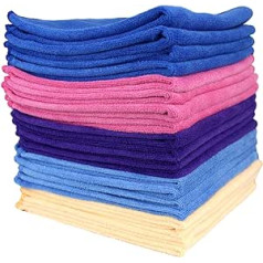 Premium Microfibre Cleaning Cloths - 40 x 40 cm - 300 g/m²: Super Soft, Lint Free and Highly Absorbent: Suitable for Home, Car, Kitchen and Industrial Cleaning / Dusting (Multicoloured, 20)