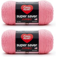 Red Heart Super Saver Jumbo Perfect Pink Yarn - 2 iepakojumi pa 396 g - Akrils - 4 Vidēji (ķemme) - 740 jardi - Adīšana/tamborēšana