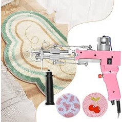 Aomdom Tufting Gun 2 in 1 5-40 Steps/S Electric Tufting Gun 7-21 mm Adjustable Tufting Gun Carpet Knitting Machine for Crafts Rugs Clothing Pink