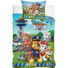 Paw Patrol gultas veļa Segas pārvalks 100 x 135 cm 40 x 60 cm Kokvilna · Bērnu gultas veļa meitenēm un zēniem · 2-daļīgs · 1 spilvendrāna 40 x 60 cm + 1 segas pārvalks 100 x 135 cm