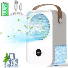 Mobile Air Conditioner, 4000 mAh Battery Portable Air Conditioning, 650 ml Evaporative Air Cooler with 4 Wind Speeds, 4-in-1 Mini Air Cooler Rechargeable Fan Small Air Cooler with Water Cooling