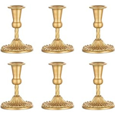 Sziqiqi Candle Holder Gold Candle Holder Metal for Wedding Table Centrepieces - Pack of 6 Candle Holders Candle Holder Taper Candle for Dining Room Coffee Table Decoration