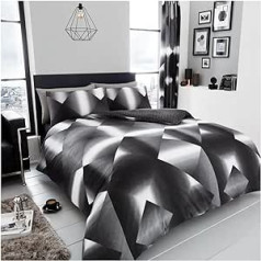 Gaveno Cavailia GC Luxuriöses 3D-Dreieck Set ar Bettbezug und Kissenbezügen, Polyester-Baumwolle, Schwarz/grau, Doppelbett (200 x 200cm)