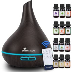 Diffuserlove Drėkintuvas Aroma Diffuser 500 ml Cool Mist Aromaterapinis difuzorius su bevandeniu automatiniu išsijungimu, 7 spalvas keičiančios LED lemputės biuro namų miegamajam