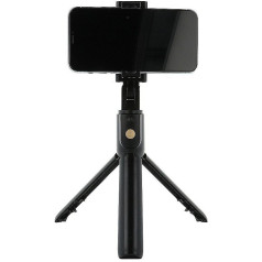 RoGer 2in1 Universāls Selfie Stick + Tripod Statnis ar Bluetooth Tālvadības pulti Melns
