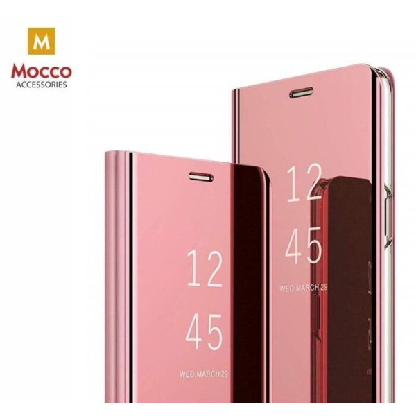 Mocco Clear View Cover Case Grāmatveida Maks Telefonam Xiaomi Redmi Note 9 PRO / 9s  Rozā