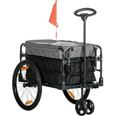 HOMCOM 2-in-1 velosipēda piekabes kravas piekabes transportēšanas piekabe velosipēdam ar 20 collu pneimatiskajām riepām 40 kg kravnesība tērauda Oksfordas audums melns + pelēks 130 x 64 x 64/103 cm