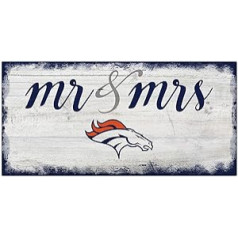 Fanu darbi NFL Denver Broncos Unisex Denver Broncos skripts Mr & Mrs Shield komandas krāsa, 6 x 12