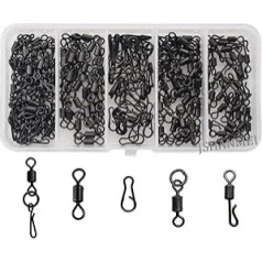 Jshanmei® Egal Black Carp Fishing Quick Change Swivel Rolling Ring Grozāmie klipsi Snaps Speed Links Terminal Carp Tackle Set