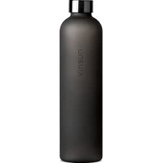 VINSUN Drinking Bottle 1 Litre Black - Reusable, Suitable for Carbonated Drinks, BPA-Free, Tritan - Lightweight Water Bottle for Sports, Outdoors, School, University, Bike, Office, Gym