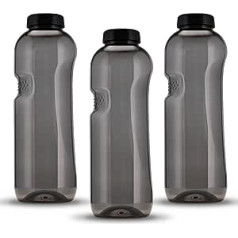 Kavodrink Tritan Water Bottle 1.0 L Black Sports Bottle BPA Free Bottle 1000 ml Pack of 3