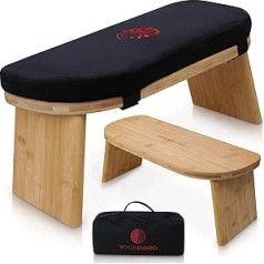 Foldable Meditation Bench with Velvet Cushion & Carry Bag - Bamboo Yoga Stool Seiza Prayer Bench Travel Meditation Seat - Comfortable Kneeling Chair for Mindfulness Zen Practice Meditation Stool