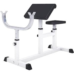 GORILLA SPORTS® čokurošanās sols - 96 x 65 x 83-103 cm, var noturēt līdz 200 kg, sēdeklis, lokošanās galds un hanteles statīvs 5 virzienos regulējamas, neslīdošas kājas - cirtas svaru sols, Scott sols, bicepsa sols, loks mašīna