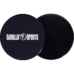 GORILLA SPORTS® Fitness Sliders - Set of 2, Double-Sided for Hard Floors, Carpet, Parquet - Core Sliding Discs Slide Pads, Gliding Discs, Abdominal Training, Full Body Workout, Crossfit