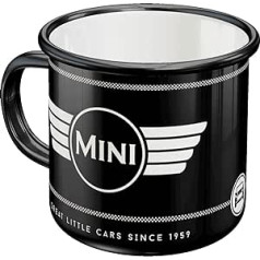 Nostalgic-Art Retro Enamel Mug 360ml Mini - Logo Black - Gift Idea for Mini Cooper Accessories Fans Camping Mug Vintage Design