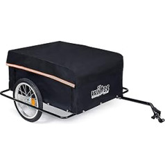Bicycle load trailer up to 65 kg with wheel protection frame, foldable drawbar and quick coupling