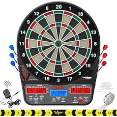 Viper 850 Electronic Dartboard, Ultra Bright Triple Score Display, 50 Games With 470 Scoring Variations, Regulation Size Target-Tested-Tough Segments Made From High Grade Nylon, Includes 6 Darts,Black