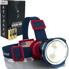 Outdoor Pro Gear LED priekšējais lukturis [iekļautas 3 AA baterijas] Patriotiskais Amerikas karogs, īpaši spilgts LED priekšējais lukturis pārgājieniem, kempingiem un ārkārtas gadījumiem, spilgtākais priekšējais lukturis