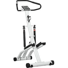 SPORTNOW velotrenažieris ar LCD ekrānu, Stepper ar rokturi, fitnesa velotrenažieris ar 12 pretestības līmeņiem mājām, 80 x 61 x 134 cm, melns + sudrabs