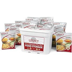 Glutēnu nesaturošas pārtikas glabāšanas laiks 25 gadi — 120 lielas porcijas — 27 mārciņas — gudra gatavība izdzīvošanai ārkārtas situācijās — liofilizētas maltītes, ko piedāvā Legacy Premium Food Storage