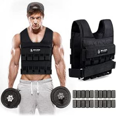 5BILLION FITNESS Monstervest sveriama liemenė 1 kg - 20 kg Svorį atspindinčios liemenės, skirtos svorio treniruotėms Jėgos treniruotėms Nuimamas pratimų reguliuojamas nailoninis dirželis su velcro užsegimu juodas