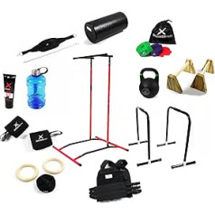 Slavikosway Mega Set Home Fitness Studio Home Fitness Studio Calesthenics, Pull Up, Dip, Parallettes, Weighted Vest Bandages, Rings, Weight Belt, Water Bottle, Chalk, Fitness Bands Kettlebell 24 kg