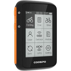 COOSPO velodators GPS bezvadu Bluetooth 5.0 un ANT+ velosipēdu dators ūdensizturīgs velosipēda spidometrs ar automātisku fona apgaismojumu 2,4 collu liels LCD displejs