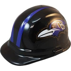 Baltimore Ravens NFL celtnieku ķivere, aizsargķivere, regulējams izmērs, ANSI Z89.1, 2009. gada 1. tipa E klases standarts