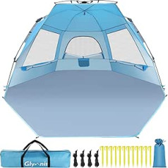 Glymnis Quick Up Beach Tent Automatic Beach Tent UV Protection 50+ Wind Protection Sun Protection with Quick-Up System Small Pack Size for 4-5 People