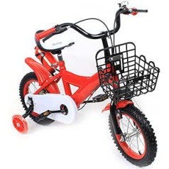 TIXBYGO bērnu velosipēds 12 collu sarkans universāls zēnu meiteņu velosipēds BMX stila bērnu velosipēds ar rokas un muguras pedāļa bremzi, stabilizatoriem, grozu, ķēdes aizsargu un pneimatiskajām riepām, no 3 4 5 6