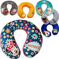 alles-meine.de GmbH Pack of 2 Neck Pillows / Bolsters – Girls & Boys – Motif – Cushion for Car Child Seat – Travel Pillow / Travel Crown Aeroplane / Car Train Ride Neck NA