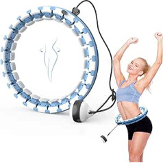 Aweohtle Hula Hoop Adult Smart Hoop Fitness Hula regulējams plats Hullahub ar masāžas pogām un 24 noņemamām daļām iesācējiem ar vingrošanas stīpu svara zaudēšanai, fitnesam, masāžai