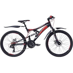 24 Inch Children's Boys Girls Bicycle Children's Bicycle Boys Bicycle Mountain Bike MTB Bike 18 Speed Shimano Fully Suspension Fork Disc Brake Mechanical Oberon Black Red