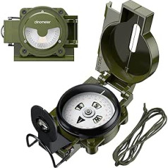 Anbte militārais fosforescējošo lēcu kompass, olīvzaļš precīzs rokas kompass ar somu pārgājieniem, kempingiem, navigācijai, izdzīvošanai, mugursomai, orientēšanai