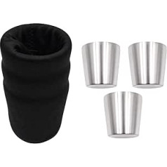 NUZAMAS 3er Set Edelstahl Trinkbecher Doppelschicht Becher Tragbare Kaffee Tee Tasse Sets Ohne Lasermuster für Haushalt Küche Camping Wandern