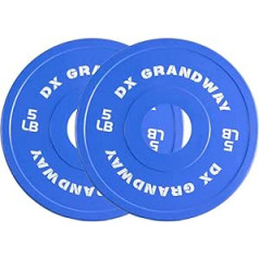 DX Grandway Fitness maiņas svara šķīvji 0,6 kg 1,1 kg 2,3 kg pāra atbalsta šķīvji Olimpiskās plāksnes svara celšanai bampera svara šķīvji Tērauda gumijas izturības treniņu svara šķīvji