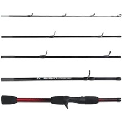 Rigged and Ready k Baitcast Travel Fishing Rod 182cm Compact Length 40cm