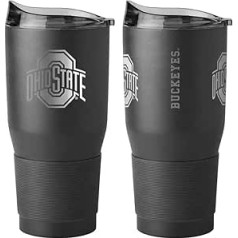 Augstākās kvalitātes pulvera pārklājums ar dubultsienu nerūsējošā tērauda NCAA 850 ml Ultra Travel Tumbler (Ohaio State Buckeyes, melns)