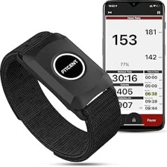 FITCENT Bluetooth pulsometra aproce, ANT+ sirdsdarbības monitora aproce, optiskais sirdsdarbības sensors, kas saderīgs ar Strava Peloton Garmin iFit Wahoo