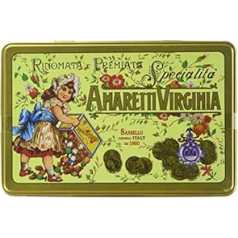 Amaretti Virginia — slavens un godalgots speciālais mīkstais Amaretti — zaļā zelta skārds — 220 g