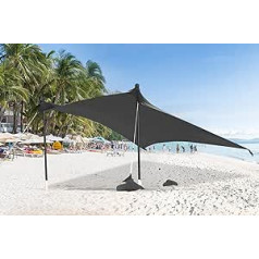 ABCCANOPY Pludmales Saules nojumes telts UPF 50+ Pārnēsājama pajumte pludmales kempingam, aizsardzība pret UV starojumu Bonusa enkura smilšu maisi (6x6 pēdas, pelēks)