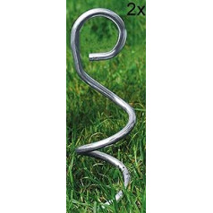 Novatool 2 x Ground Anchors, 25 cm Long, Galvanised Steel, Ground Anchor, Garden Hook, Screw Anchor, Storm Anchor, Screw Anchor for Screwing in Trampoline