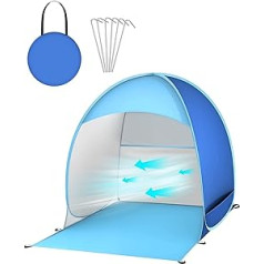 Pop Up Beach Shelter, Beach Tent for 2-3 People, Beach Shelter, Baby UV Protection, Portable Extra Light Beach Tent, for Family, Beach, Camping, Hiking, Garden, BBQ Party