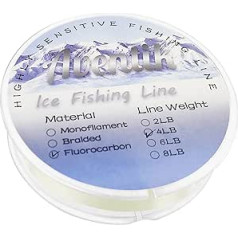 Aventik Ice Fishing Lines Super Low Memory Fine Diameter High Strength Very Sensitive Multi Sizes 3 Options Fluorocarbon Braided Monofilament